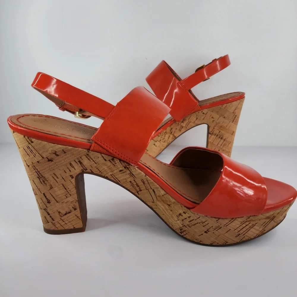FRANCO SARTO Orange Platform Heels.